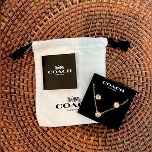 Coach Tea Rose Earrings and Necklace Set